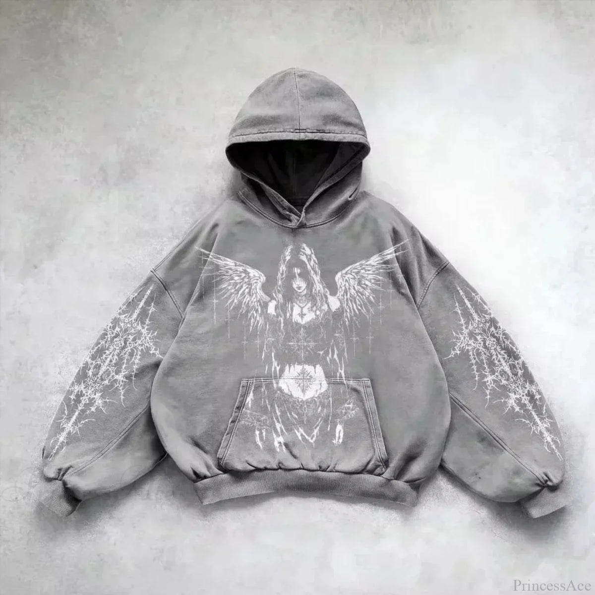 Dark Oversized Design Zip Hoodie