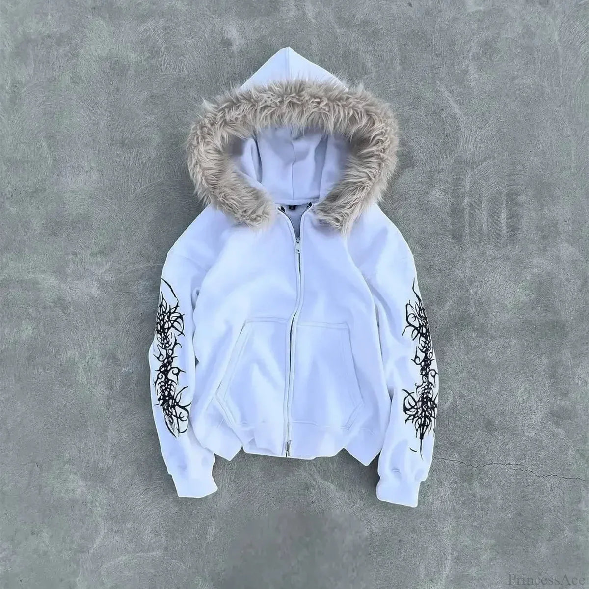 Dark Plush Furry Zip Hoodie