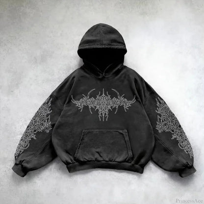Dark Rebel Pattern Oversized Hoodie