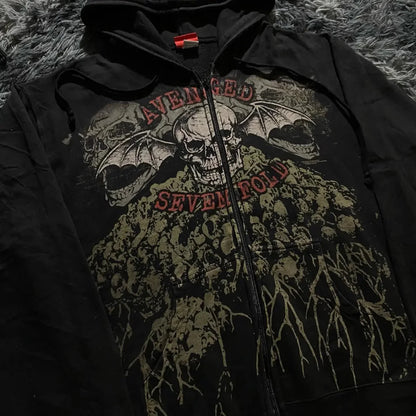 Dark Skull Design Zip Hoodie