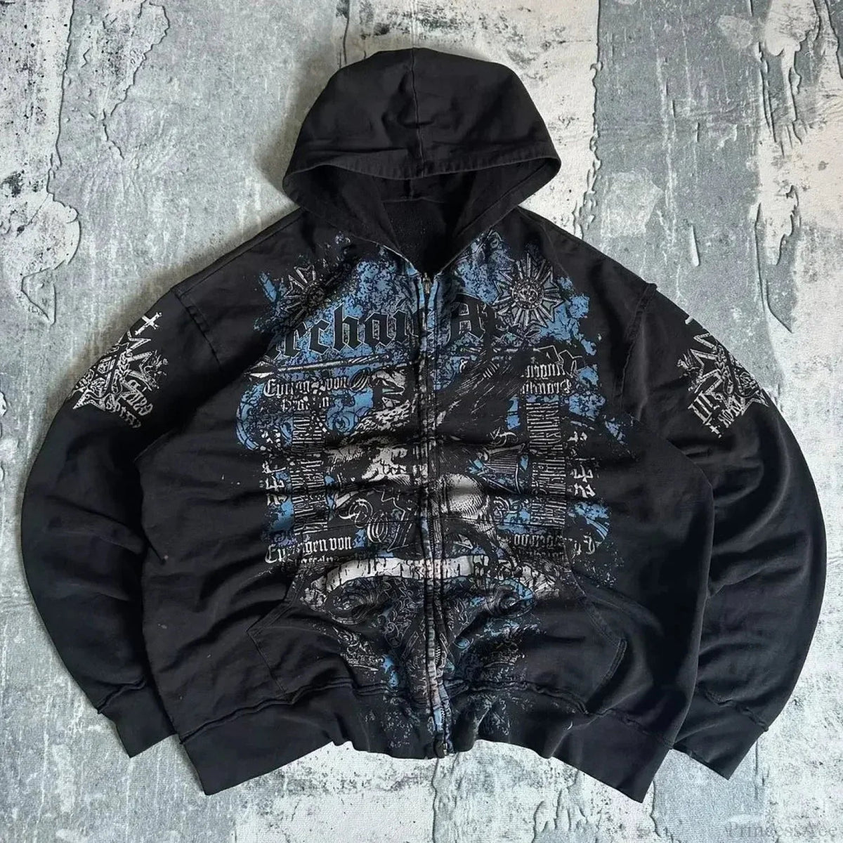 Dark Skull Oversized Zip Hoodie