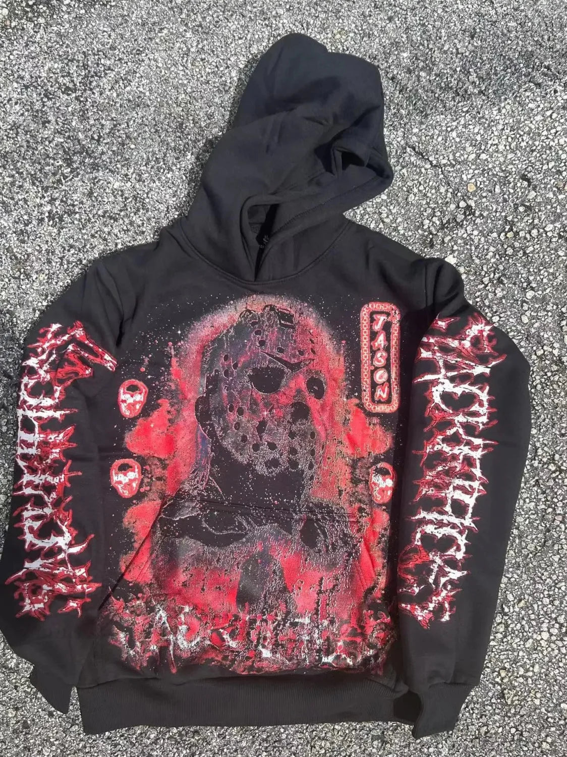 Dark Skulls Print Rebel Hoodie