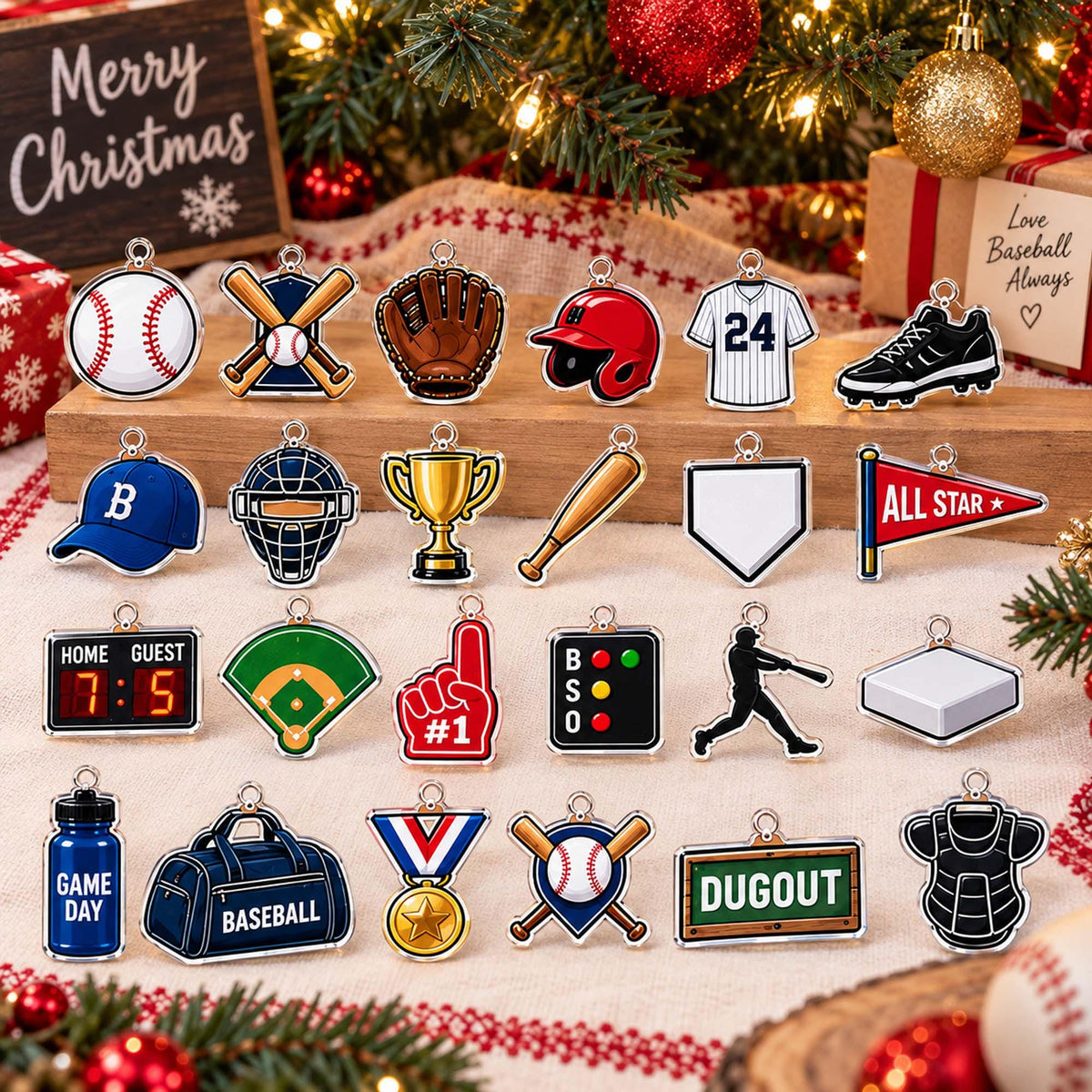 Personalized Baseball Advent Calendar 2026, Custom Baseball Blind Box, 24 Day Christmas Countdown with Baseball Tokens, Xmas Countdown Gifts