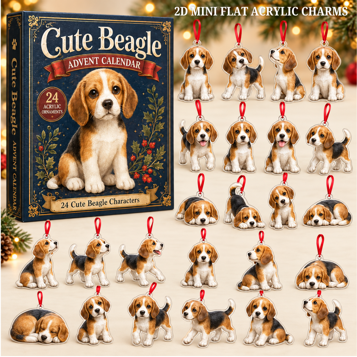 Cute Beagle Advent Calendar 2026 - 24-Day Festive Countdown, Acrylic Charms Blind Box - Gift For Dog Lovers