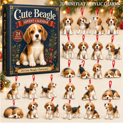 Cute Beagle Advent Calendar 2026 - 24-Day Festive Countdown, Acrylic Charms Blind Box - Gift For Dog Lovers
