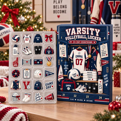 Personalized Volleyball Advent Calendar, 24 Day Sports Countdown, Custom Name Athlete Gift YAA.CAN