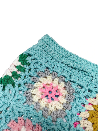 Teal Granny Square Crochet Beach Shorts