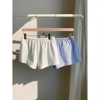 Pink Striped High-Waist Button Cotton Boxer Shorts