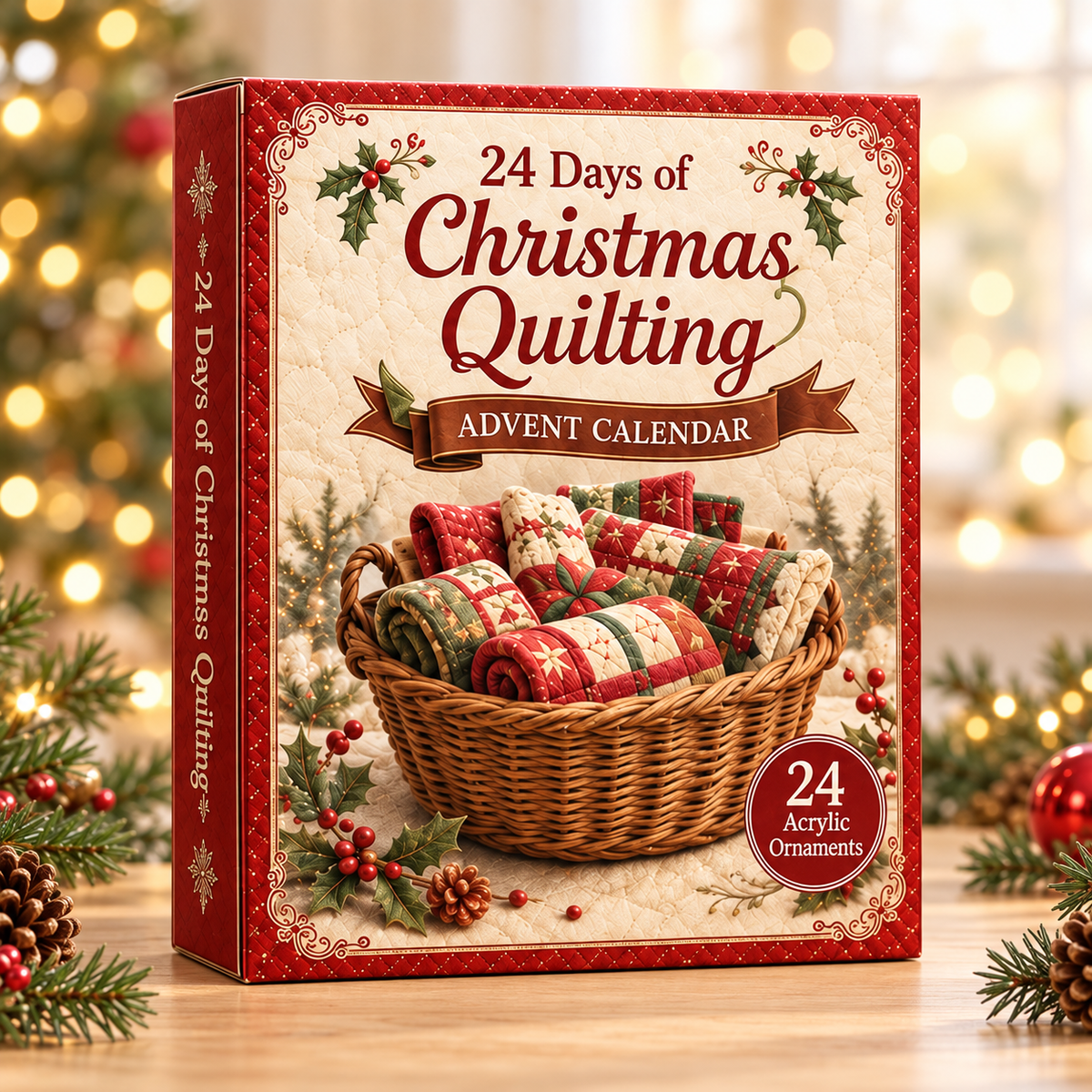 Christmas Quilting Advent Calendar 2026 - 24-Day Festive Countdown, Acrylic Charms Blind Box - Gift For Quilting Collectors