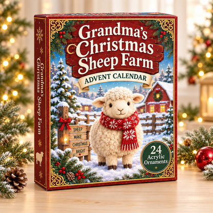 Grandmas Christmas Sheep Farm Advent Calendar 2026 - 24-Day Festive Countdown, Acrylic Charms Blind Box - Gift For Grandchildren, Kid