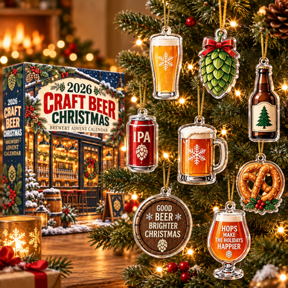 2026 Craft Beer Christmas Advent Calendar With 24 Unique Brewery Themed Ornaments Festive Holiday Countdown Gift