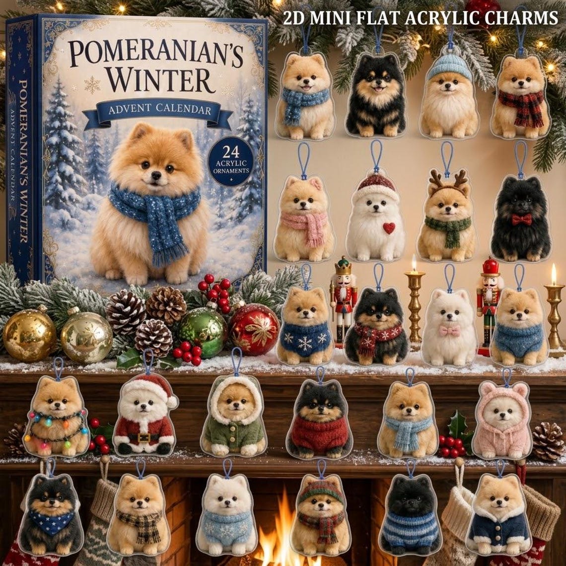 Pomeranian Advent Calendar 2026, 24 Day Holiday Countdown, Christmas Gift For Pomeranian Dog Lovers