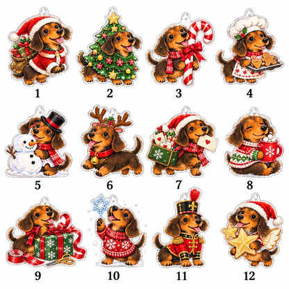 Dachshund Advent Calendar 2026, 24 Acrylic Christmas Ornaments, Doxie Countdown Box