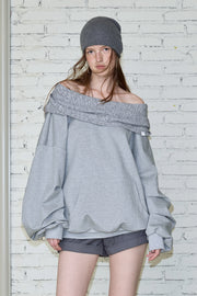 Convertible Off Shoulder Pullover Sweatshirt