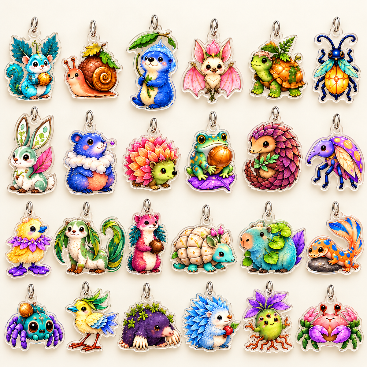 Enchanted Forest Advent Calendar – 24 Mini Acrylic Charms, Cute Fantasy Woodland Creature Ornaments, Christmas Countdown Gift Set