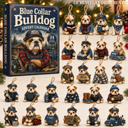 Blue Collar Bulldog Advent Calendar 2026 - 24-Day Festive Countdown, Acrylic Charms Blind Box - Gift For Bulldog Lovers