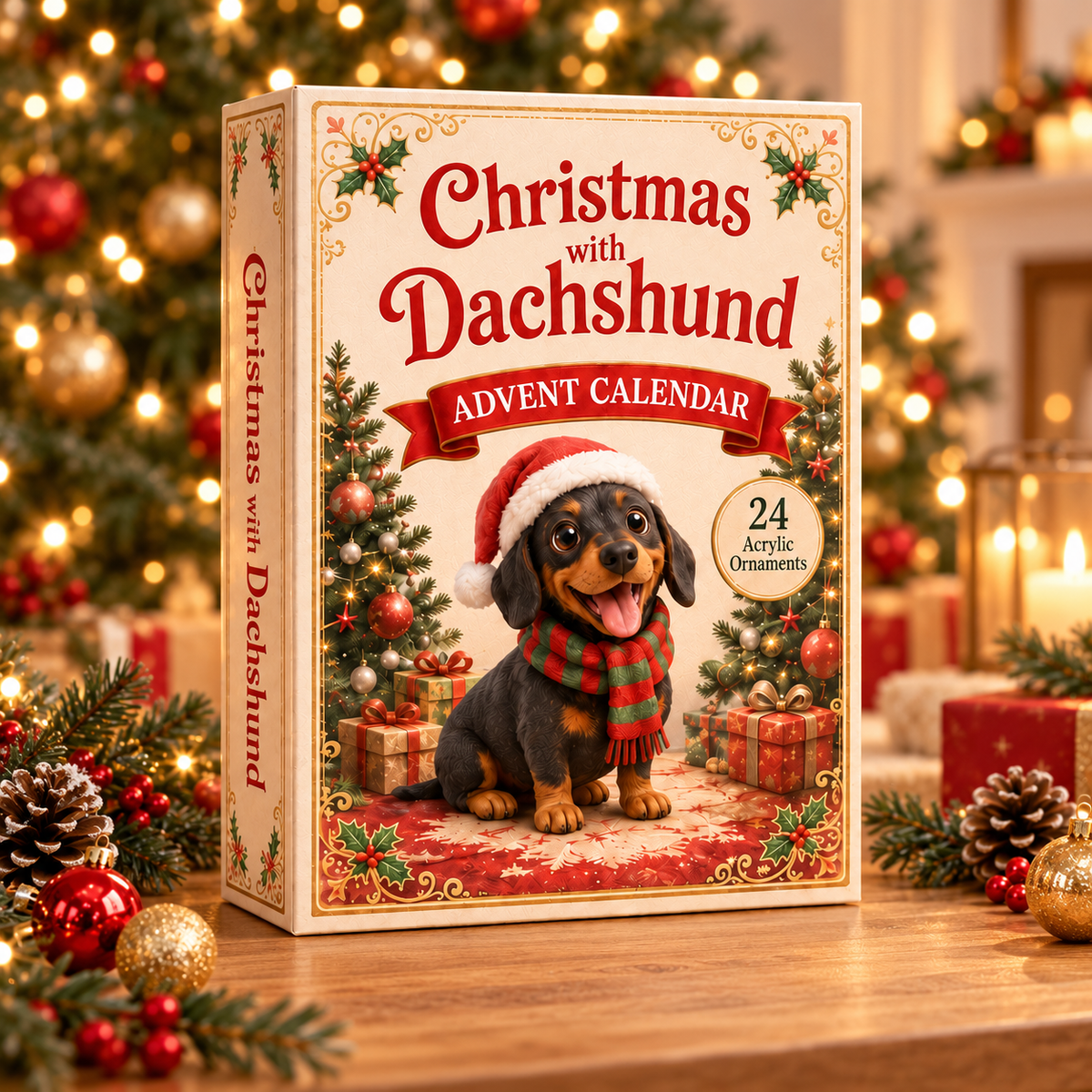 Christmas With Dachshund Advent Calendar 2026 - 24-Day Festive Countdown, Acrylic Charms Blind Box - Gift For Dachshund Lovers