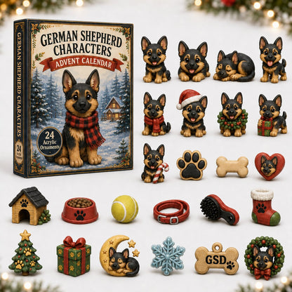 German Shepherd Advent Calendar 2026 - 24-Day Festive Countdown, Acrylic Charms Blind Box - Gift For Dog Lovers