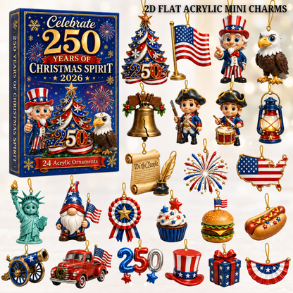 250 Years of Christmas Spirit Advent Calendar 2026 - 24-Day Festive Countdown, Acrylic Charms Blind Box - Gift For Family & Friends