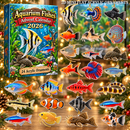 Aquarium Fishes Advent Calendar 2026 - 24-Day Festive Countdown, Acrylic Charms Blind Box - Gift For Aquarium Lovers