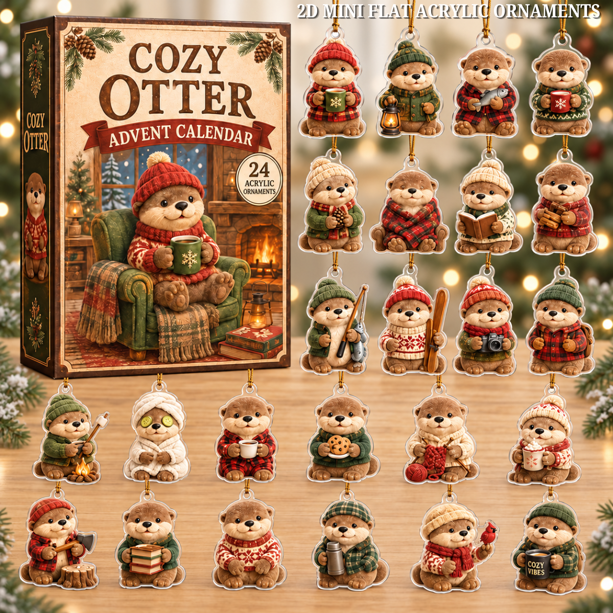 Cozy Otter Advent Calendar 2026 - 24-Day Festive Countdown, Acrylic Charms Blind Box - Gift For Otter Lovers