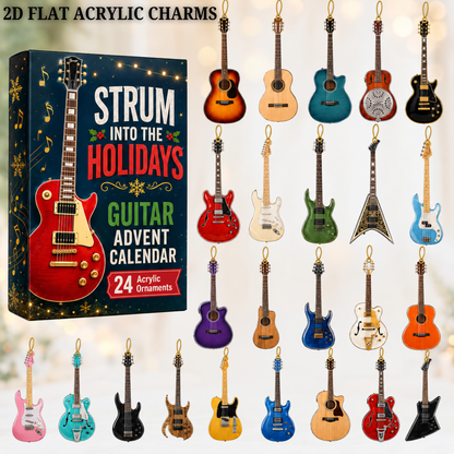 Strum Into The Holidays Advent Calendar 2026 - 24-Day Festive Countdown, Acrylic Charms Blind Box - Gift For Guitar Lovers