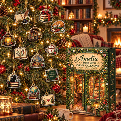Personalized Book Lover Advent Calendar 2026, 24 Bookish Charms, Custom Reader Christmas Countdown Gift