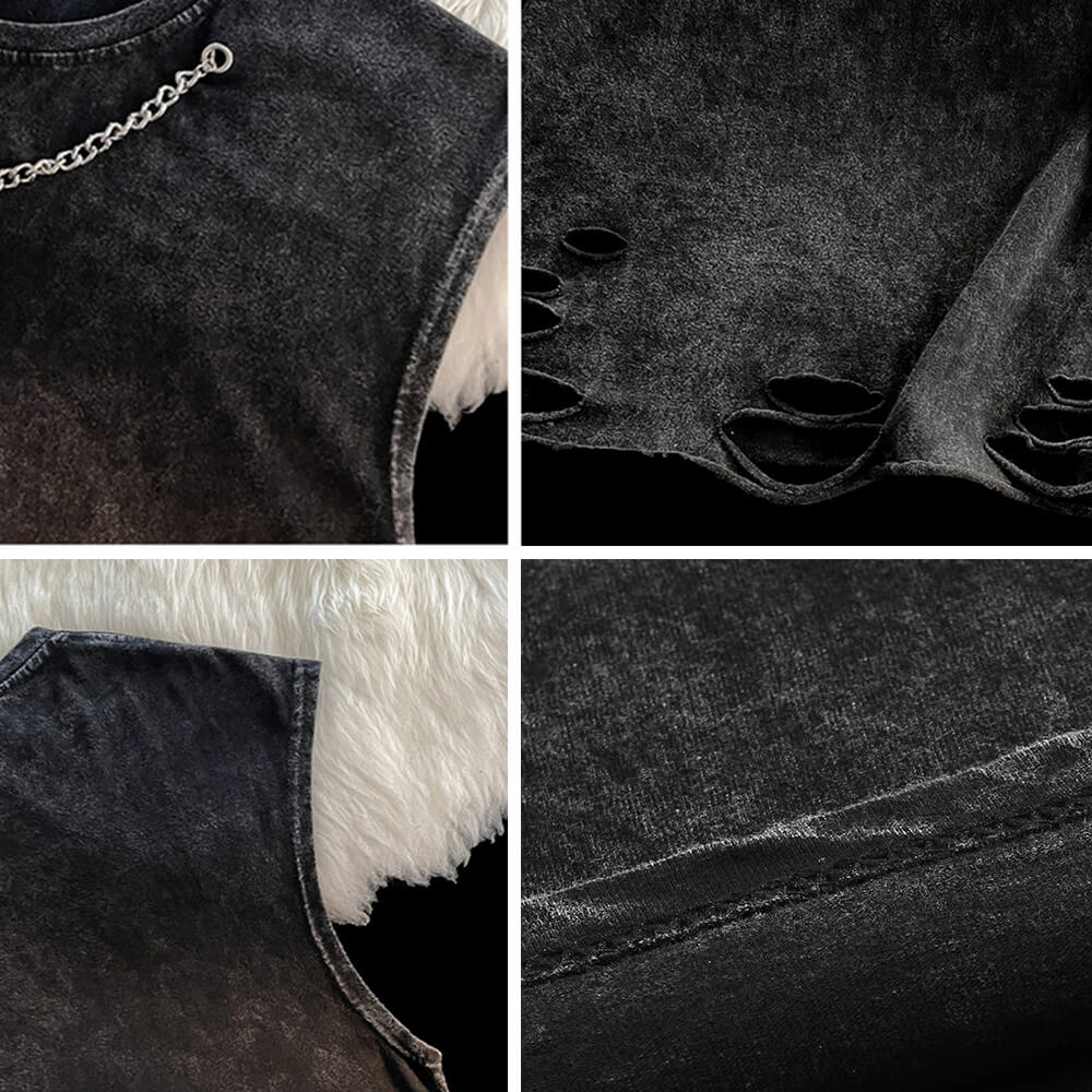 Skeleton Lovers Tarot Card Vintage Washed Vest Top