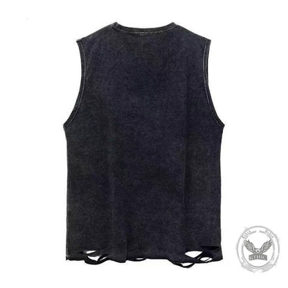 Cat Lover Skeleton Tarot Card Vintage Washed Vest Top