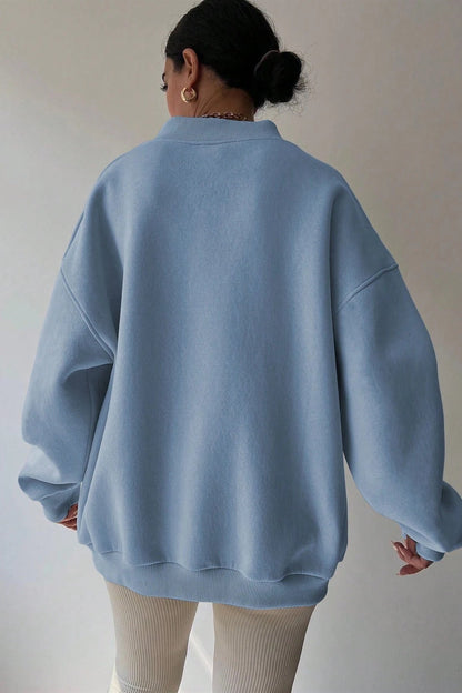 Solid Oversized V Neck Sweatshirt