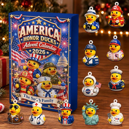 America Honor Ducks Advent Calendar, 24 Acrylic Charms, 2026 Patriotic Duck Countdown, American Keepsake
