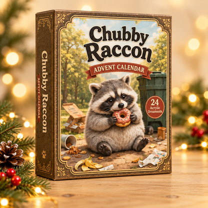 Chubby Raccoon Advent Calendar 2026 - 24-Day Festive Countdown, Acrylic Charms Blind Box - Gift For Racoon Lovers
