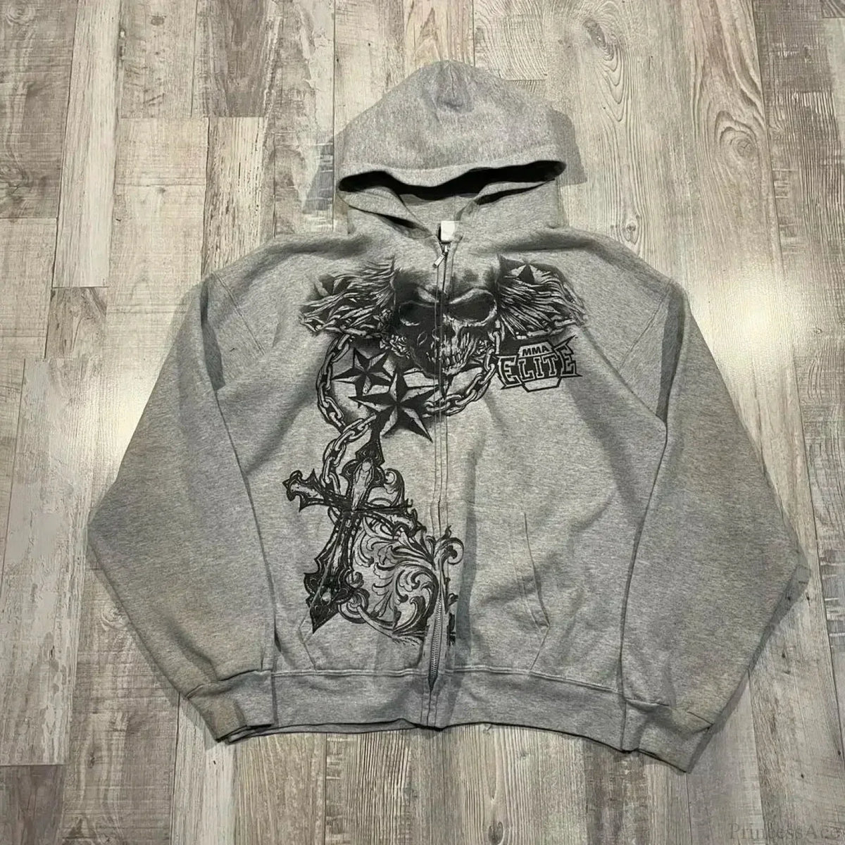 Distress Medieval Vintage Zip Hoodie