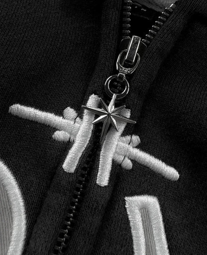 Divin Embroidery Zip Up Hoodie