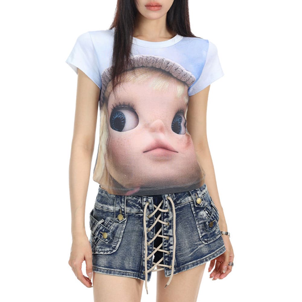 Doll Face Print T-Shirt