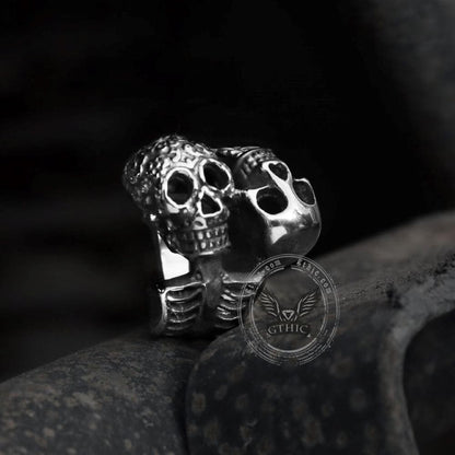 Double Skulls Stainless Steel Ring