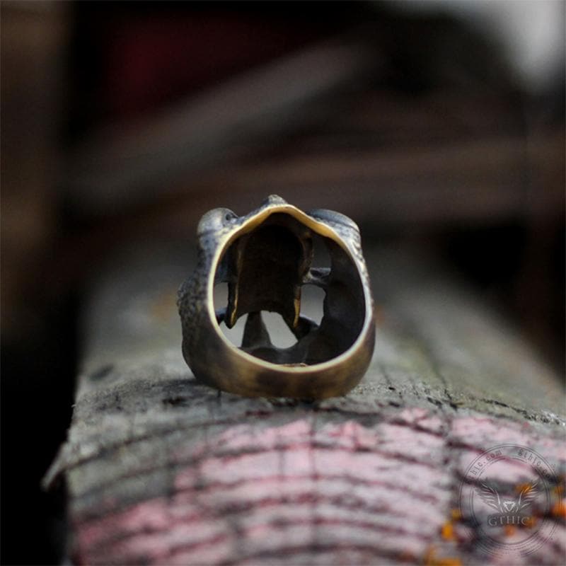 Dragon Claw Brass Sterling Silver Skull Ring