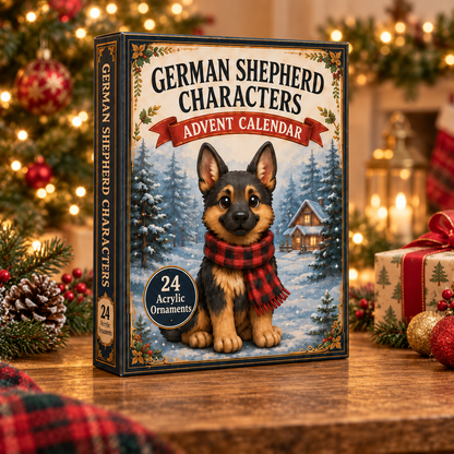 German Shepherd Advent Calendar 2026 - 24-Day Festive Countdown, Acrylic Charms Blind Box - Gift For Dog Lovers