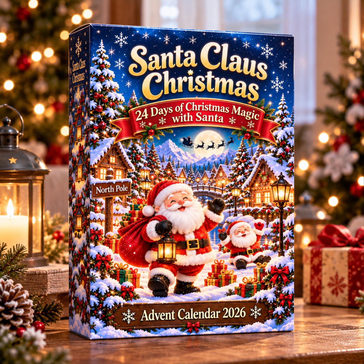 Santa Claus Advent Calendar 2026, 24 Piece Santa Ornament Set, Family Christmas Countdown Gift, Holiday Xmas Decor, Kids Christmas Gift