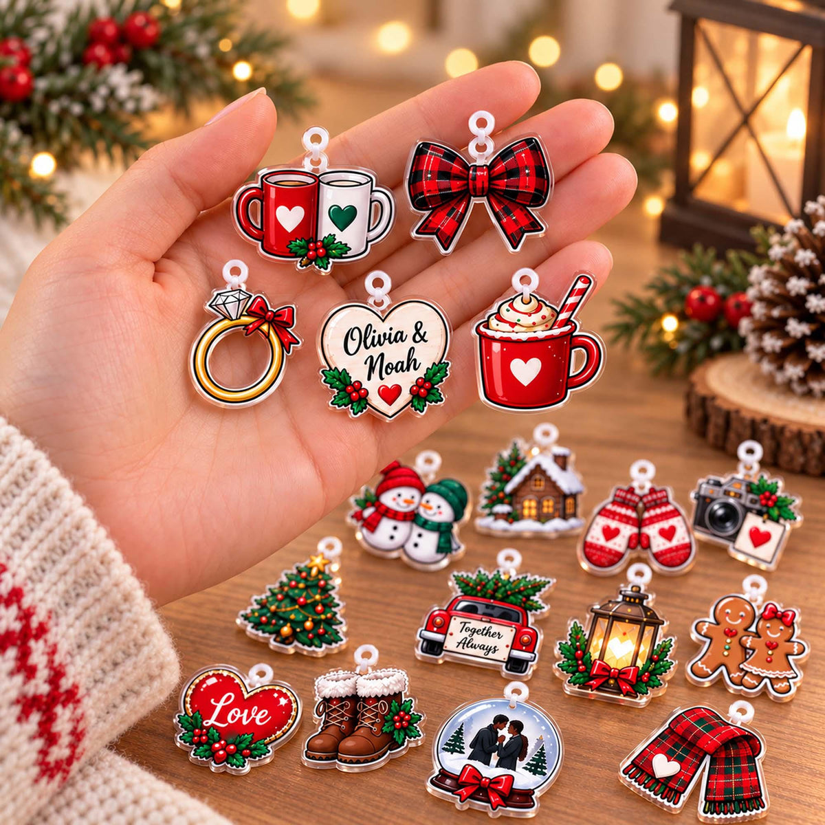 Personalized Couple Christmas Advent Calendar 2026, Custom Couple Name Blind Box,24 Day Countdown Holiday Love Xmas Ornament Set for Couples