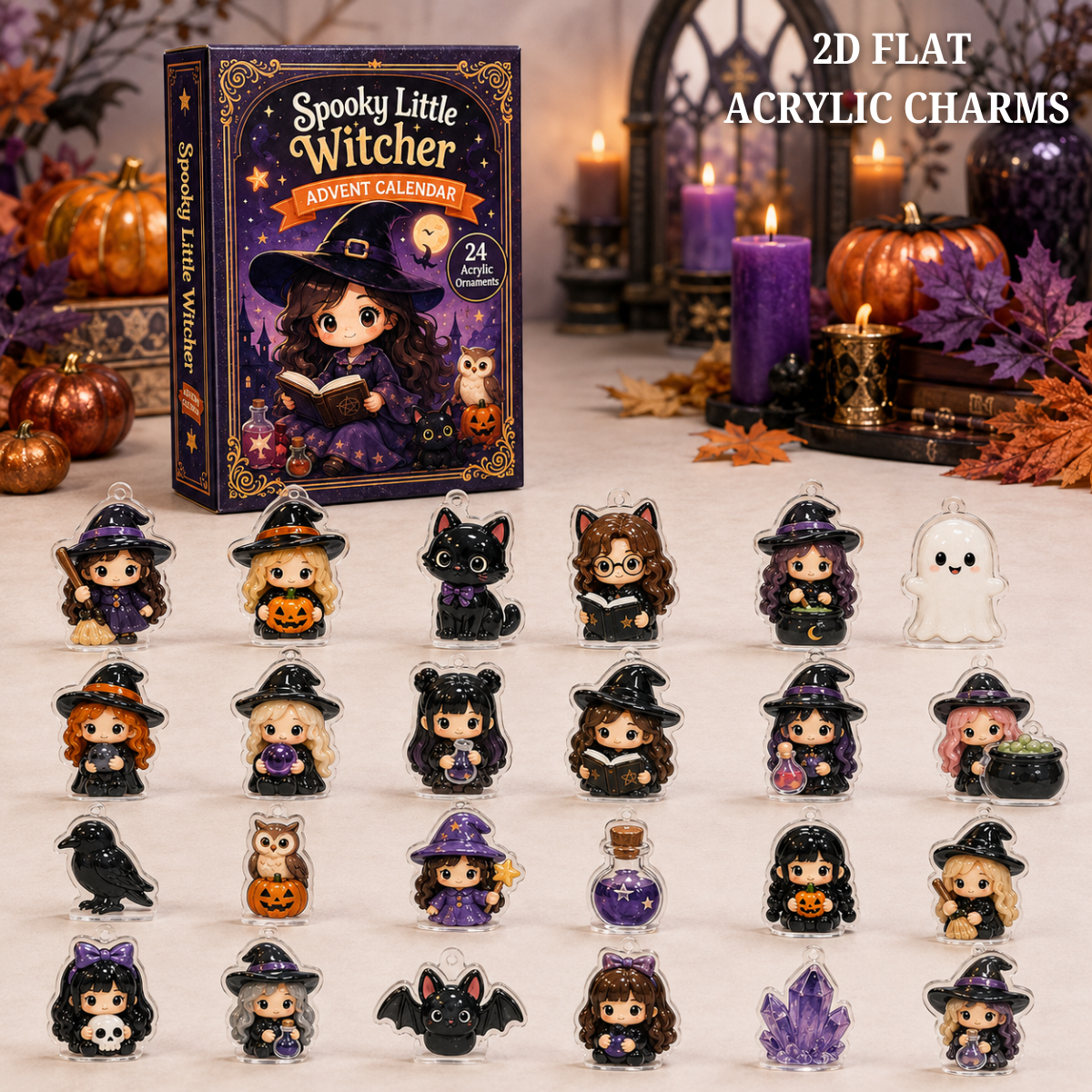 Spooky Little Witcher Advent Calendar 2026 - 24-Day Festive Countdown, Acrylic Charms Blind Box - Gift For Cute Collectors