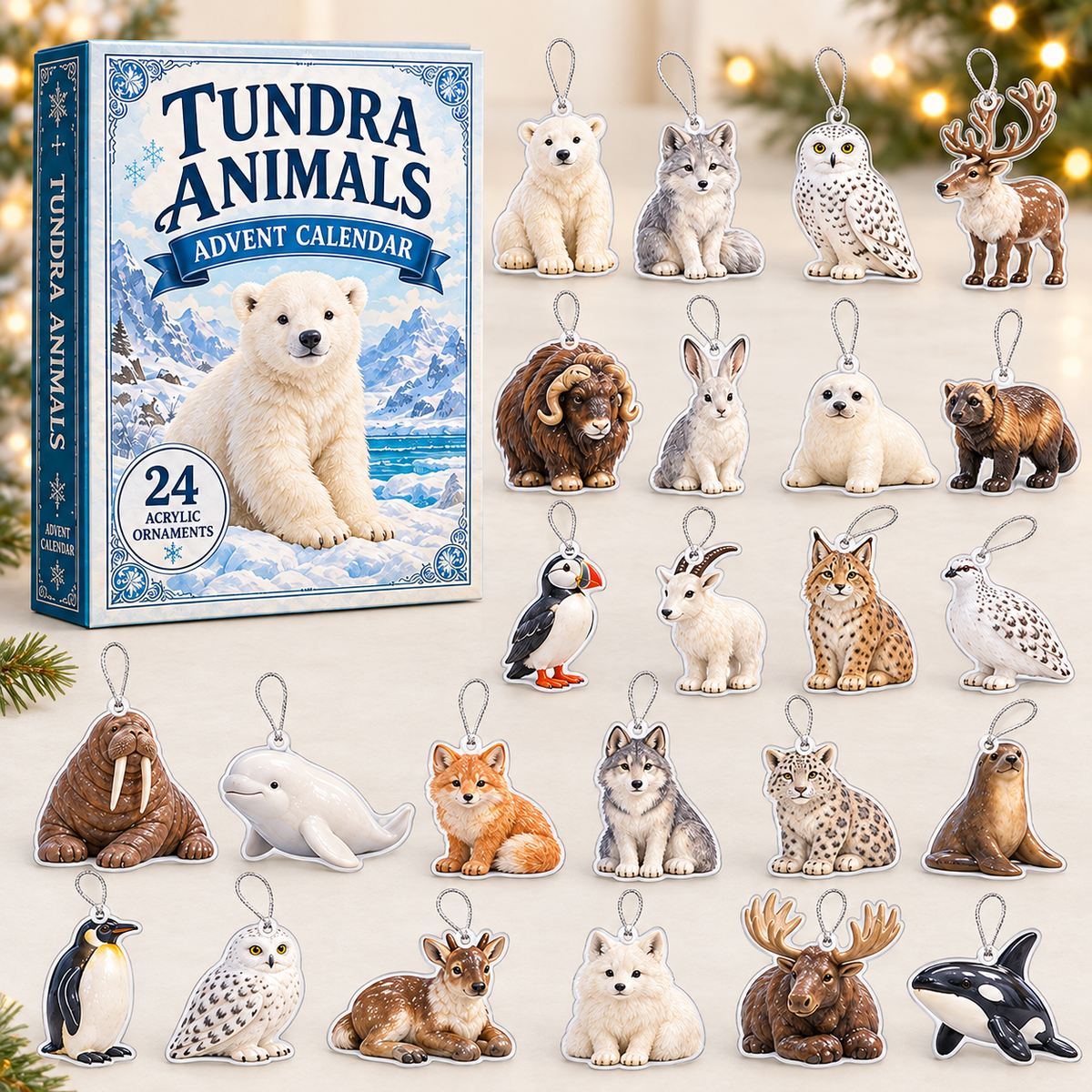 Tundra Animals World Advent Calendar 2026 - 24-Day Festive Countdown, Acrylic Charms Blind Box - Gift For Animal Lovers