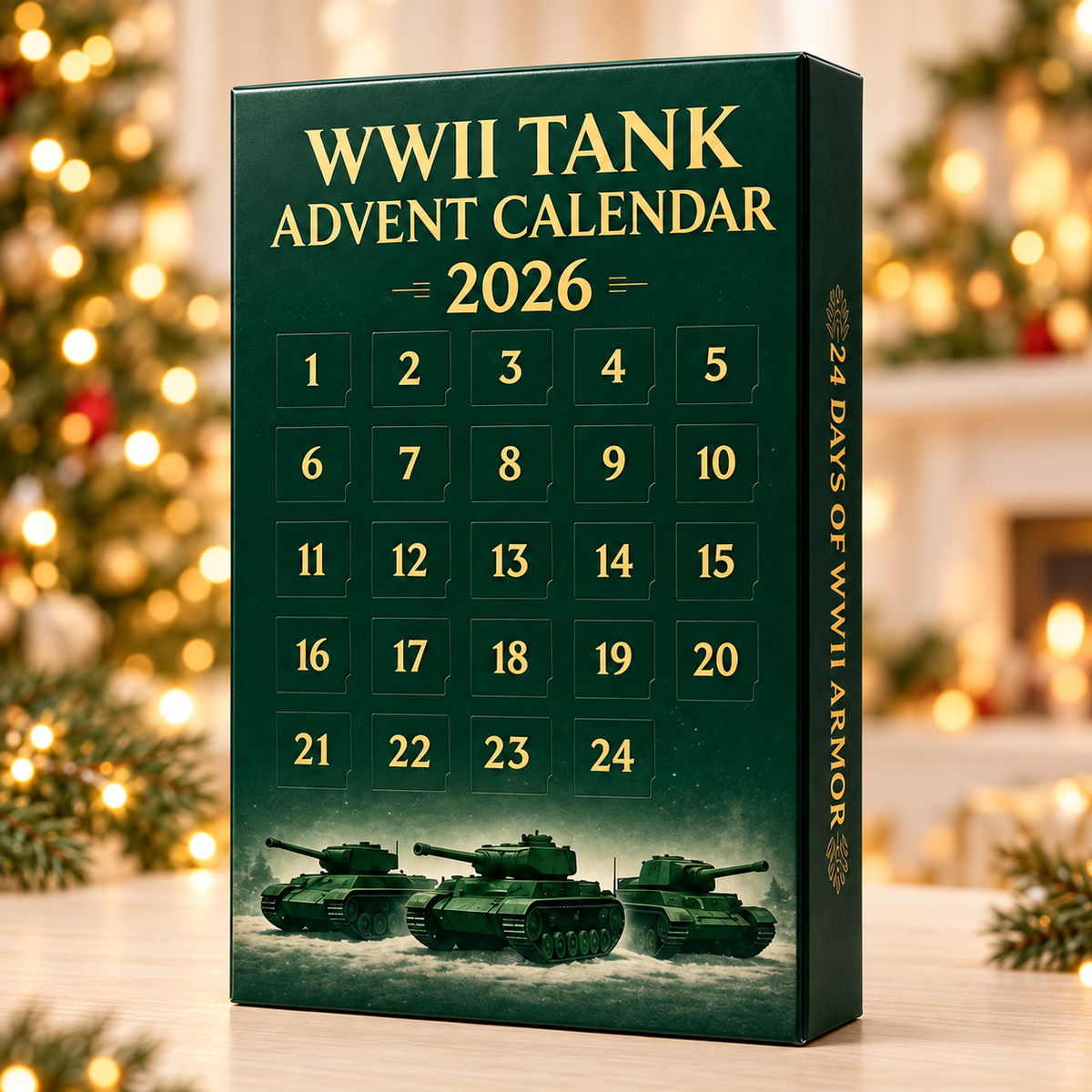 WWII Tank Advent Calendar 2026 – 24 Acrylic Tank Christmas Ornaments, Holiday Gift for Military History Lovers & Tank Enthusiasts