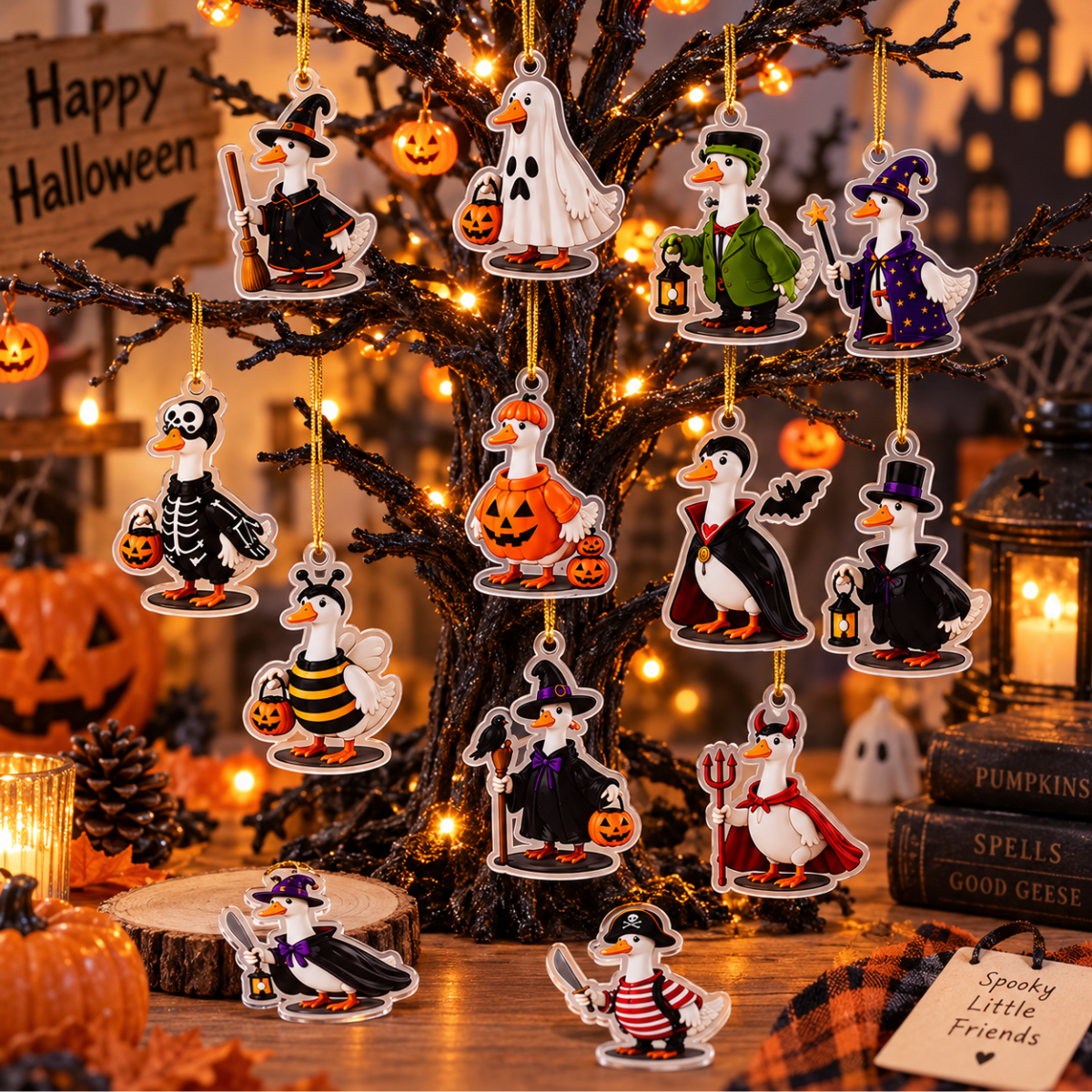 2026 Halloween Goose Advent Calendar – 24 Days of Spooky 2D Acrylic Goose Ornaments, Funny Trick-or-Treat Countdown Box & Cute Collector Gift for Goose Lovers