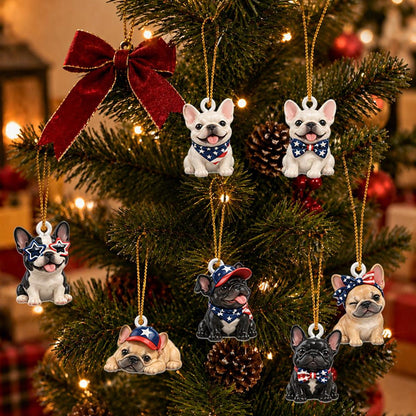 Custom French Bulldog Advent Calendar 24 Charms, Personalized Frenchie Dog Xmas Countdown Box, Patriotic Pet Lover Present