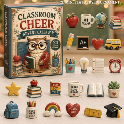 Classroom Cheer Advent Calendar 2026 - 24-Day Festive Countdown, Acrylic Charms Blind Box - Gift For Teacher