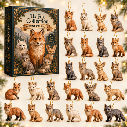 Wild Fox Kingdom Advent Calendar 2026 - 24-Day Festive Countdown, Wooden Charms Blind Box - Gift For Fox Lovers