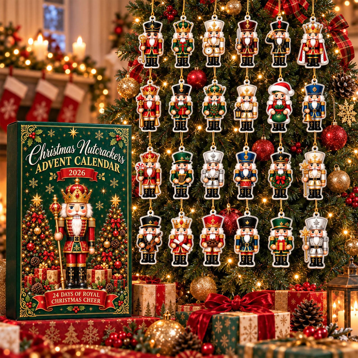 Christmas Nutcracker Advent Calendar 2026, 24 Day Nutcracker Ornament Set, Christmas Countdown Gift, Holiday Tree Decor, Xmas Keepsake