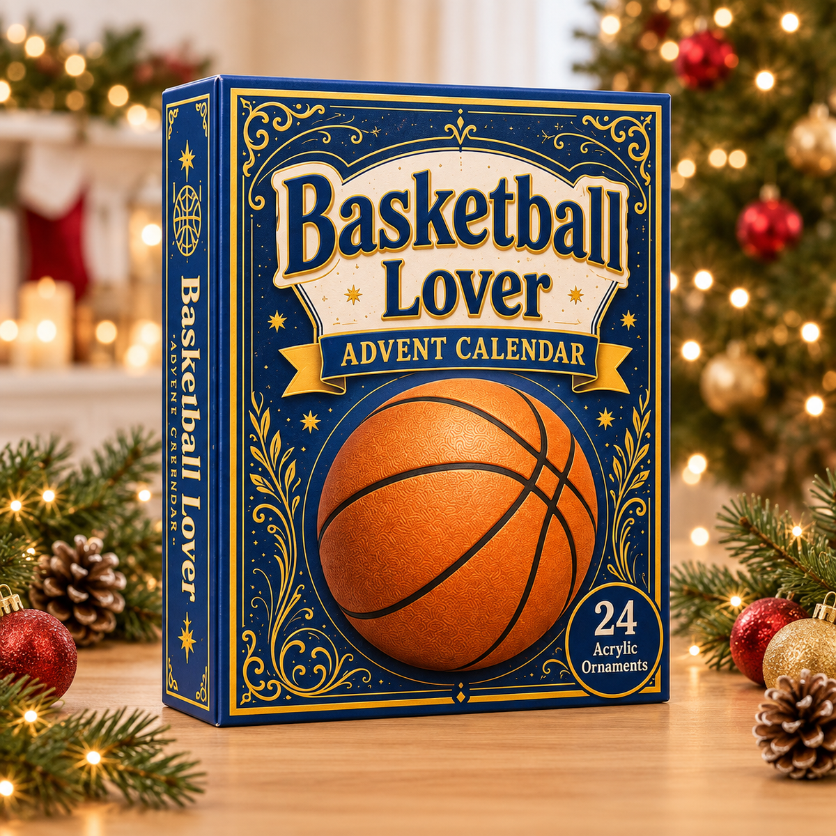 Basketball Blue Theme Advent Calendar 2026 - 24-Day Festive Countdown, Acrylic Charms Blind Box - Gift For Basketball Lovers