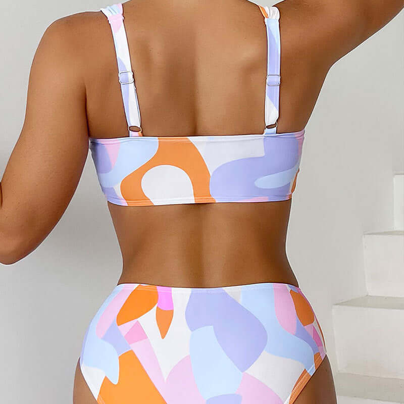 Tie-Dye Tube Top High Waist Triangle Bikini for Women